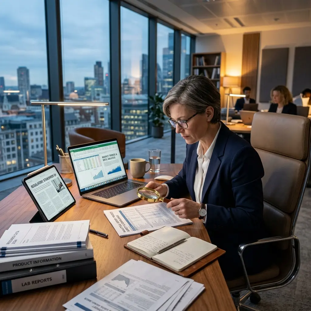 Research notes and reference materials on a desk